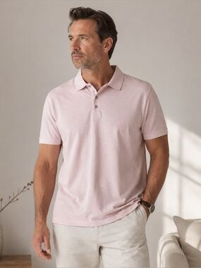 BRAX Men’s Feel Good Pepe Linen Blend Polo Shirt Sz XL Pink Luxury Casual Golf